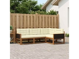 Vidaxl Conjunto De Sofás Para Exterior 4 Pcs Natural E Creme