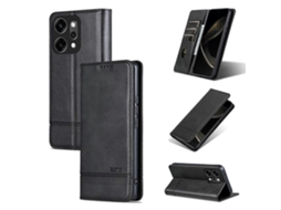 Capa De Celular Flip Em Couro Texturizado De Bezerro Com Ímã Azns Para Oppo Reno14 Pro Global