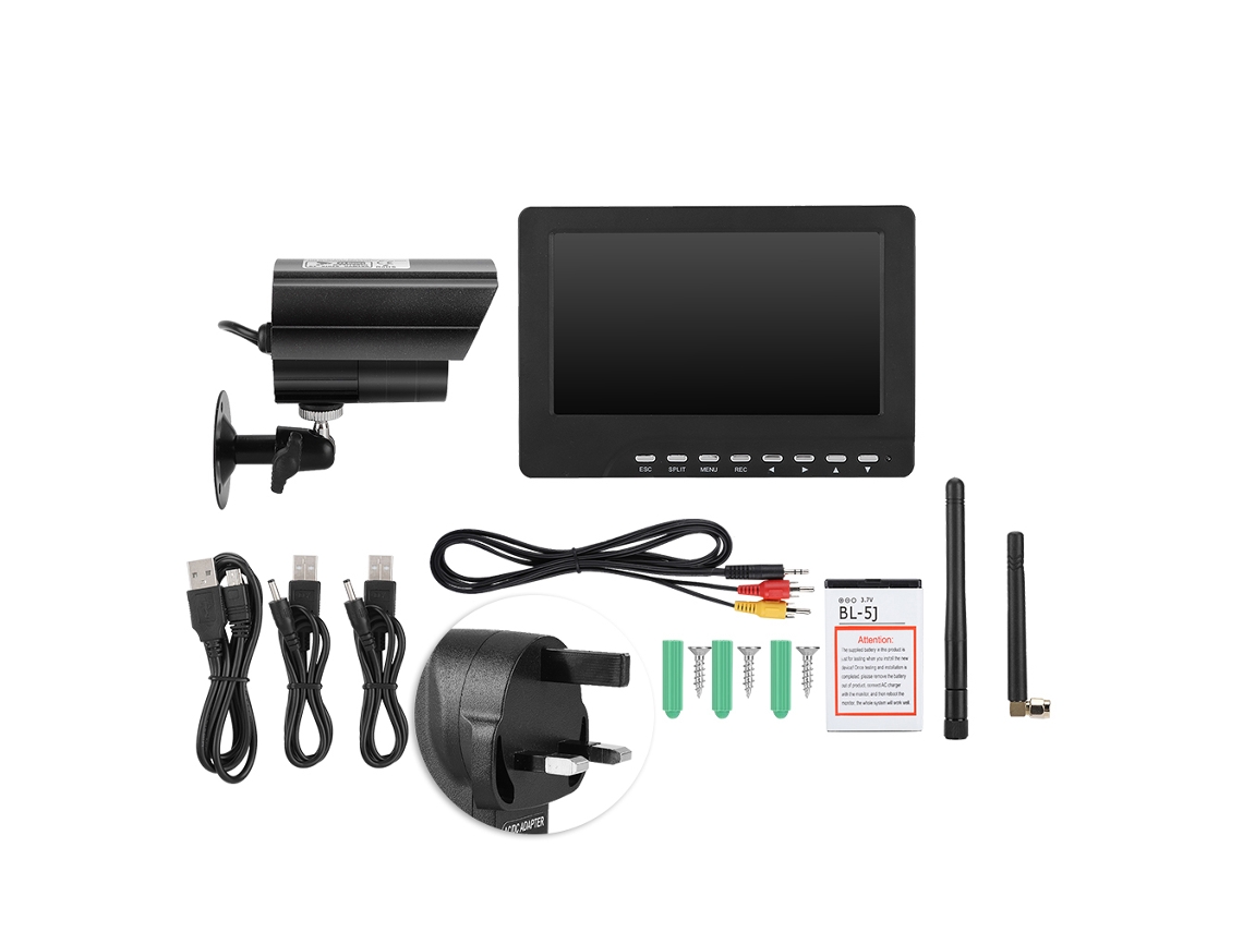 Kit De Câmera De Vigilância Sem Fio (visor Hd De 7 Polegadas, Gravação Com Visão Noturna Para Casa)