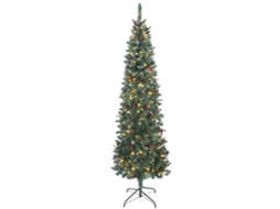 Árvore Natal Slim 210cm Led 8 Modos 656 Ramos Pinhas Bagas Verde