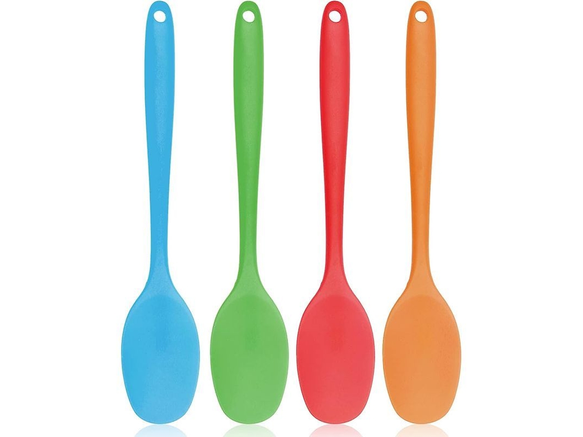 Colheres de Silicone Nova LINE, 4 unidades, Cabo Longo, Resistentes ao Calor, para Cozinha e Baking