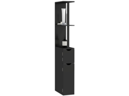 Coluna De Banho Com 2 Prateleiras E 2 Armários, Móvel Alto Economizador De Espaço 15.2x29.8x118 Cm, Preto