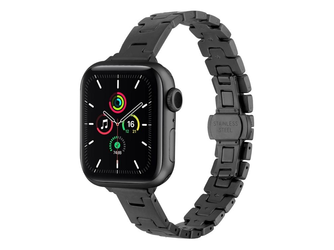 Bracelete de Titânio com Fecho Borboleta de Três Contas para Apple Watch 40/41/42/38mm Preto XIAOMOYU