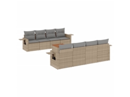 Maison Exclusive - 9 Pcs Conjunto De Sofás P/ Jardim Com Almofadões Vime Pe Bege
