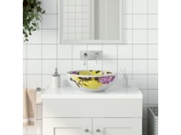 Vidaxl Lavatório De Bancada Redondo Φ41x14 Cm Cerâmica Multicor