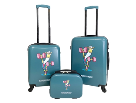 KUKUXUMUSU Conjunto de Malas Rígidas com Rodas KUKUXUMUSU 3 Peças Cor Azul