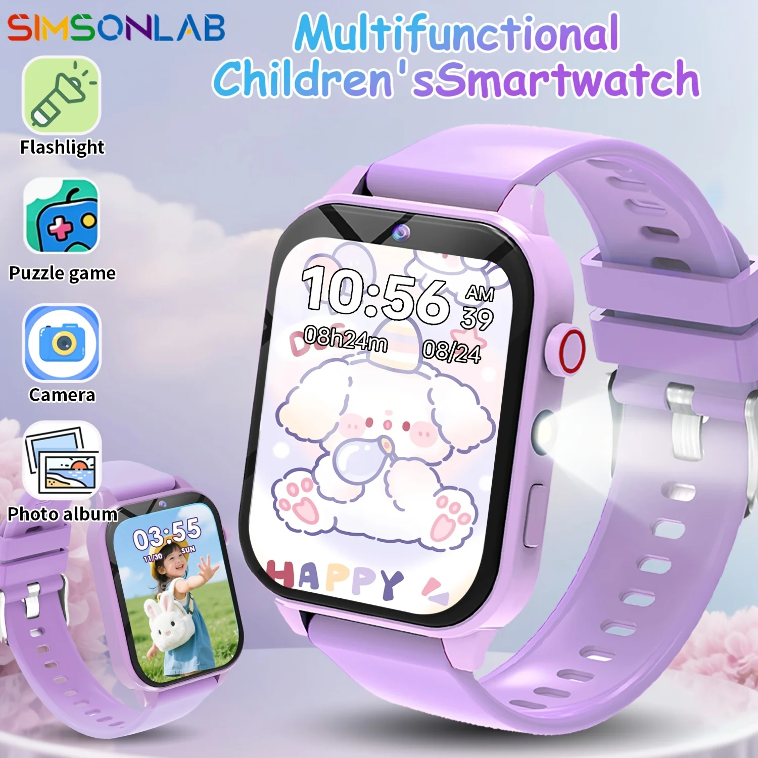 (roxo) Smartwatch Infantil Com 18 Jogos Educativos Integrados.