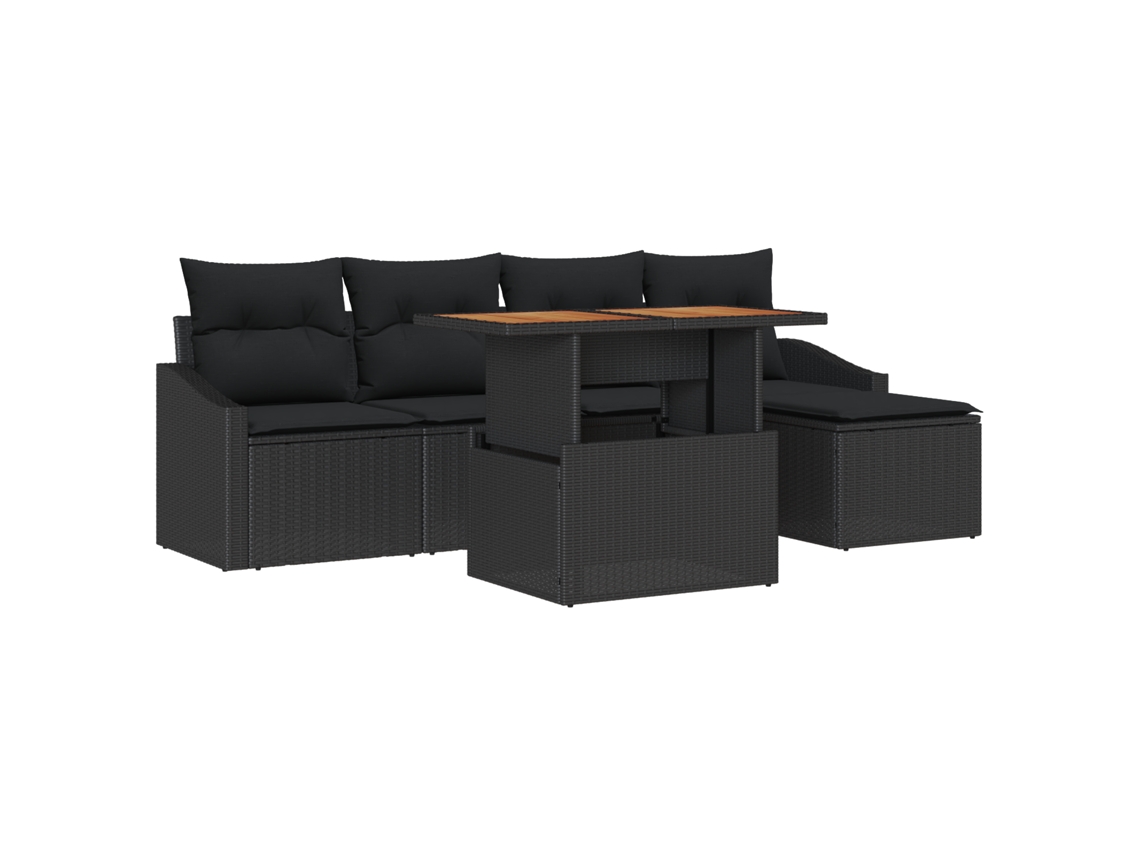 Conjunto 6 Conjunto De Jardim Vidaxl Preto Vime Pe (100 X 55 X 73 Cm)