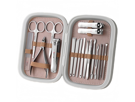 Baykar Qt02 Kit de manicure profissional com 18 peças, cortador de unhas, branco