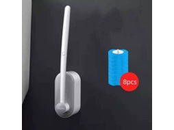 Escova Sanitária com Suporte e 8 Cabeças Substituíveis com Aroma Ocean Fresh, Cinza e Branco AQUAFORGE