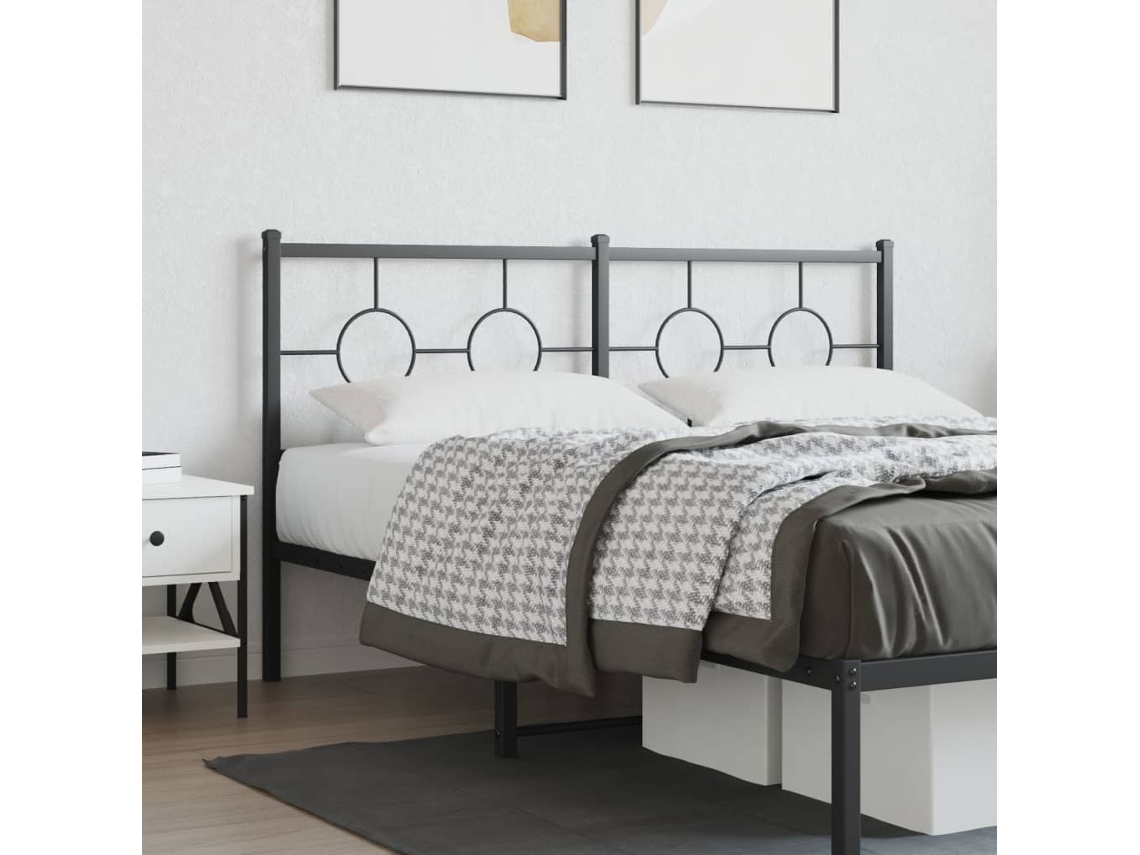 Vidaxl Cabeceira De Substituição 150 Cm Metal Preto