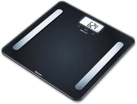 Balança Digital BEURER Bf 600 (Peso máximo 180 kg) — Com app e software "beurer HealthManager" gratuitos
Indicação do peso corporal, massa gorda, massa hídrica, massa muscular, massa óssea e calorias, AMR/BMR e BMI
Com elétrodos em inox escovado
5 níveis de actividade
