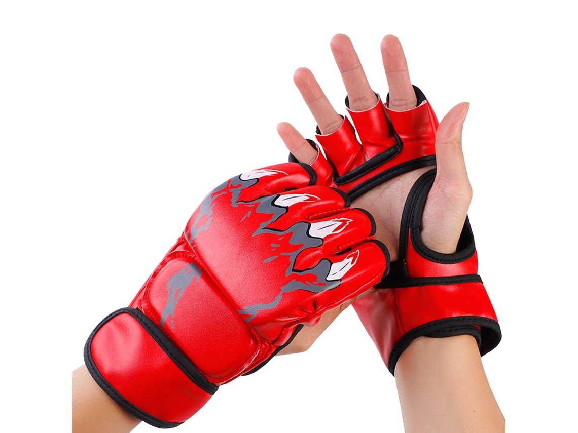 Luvas De Boxe Com Meio Dedo De Boxeador Para Sacode Punhos Kickboxing Luvas De Combate Para Homens E Mulheres Treinamento Vermelho
