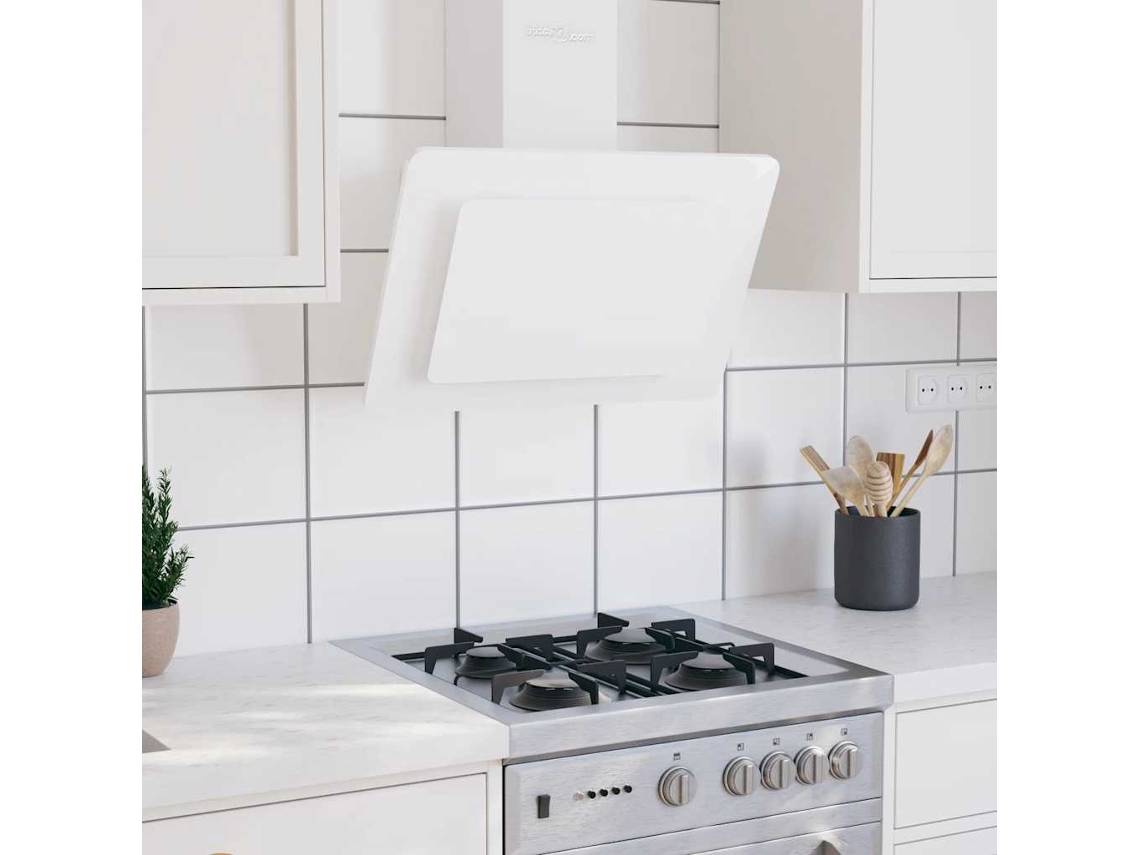 Vidaxl Exaustor De Parede 60cm Aço Inoxidável E Vidro Temperado Branco
