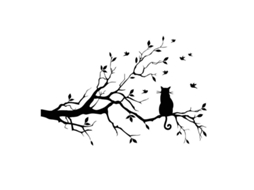 Adesivos De Parede De Ramo Com Folhas E Gato Passaro Vinil Retirável Decoração De Casa E Quarto
