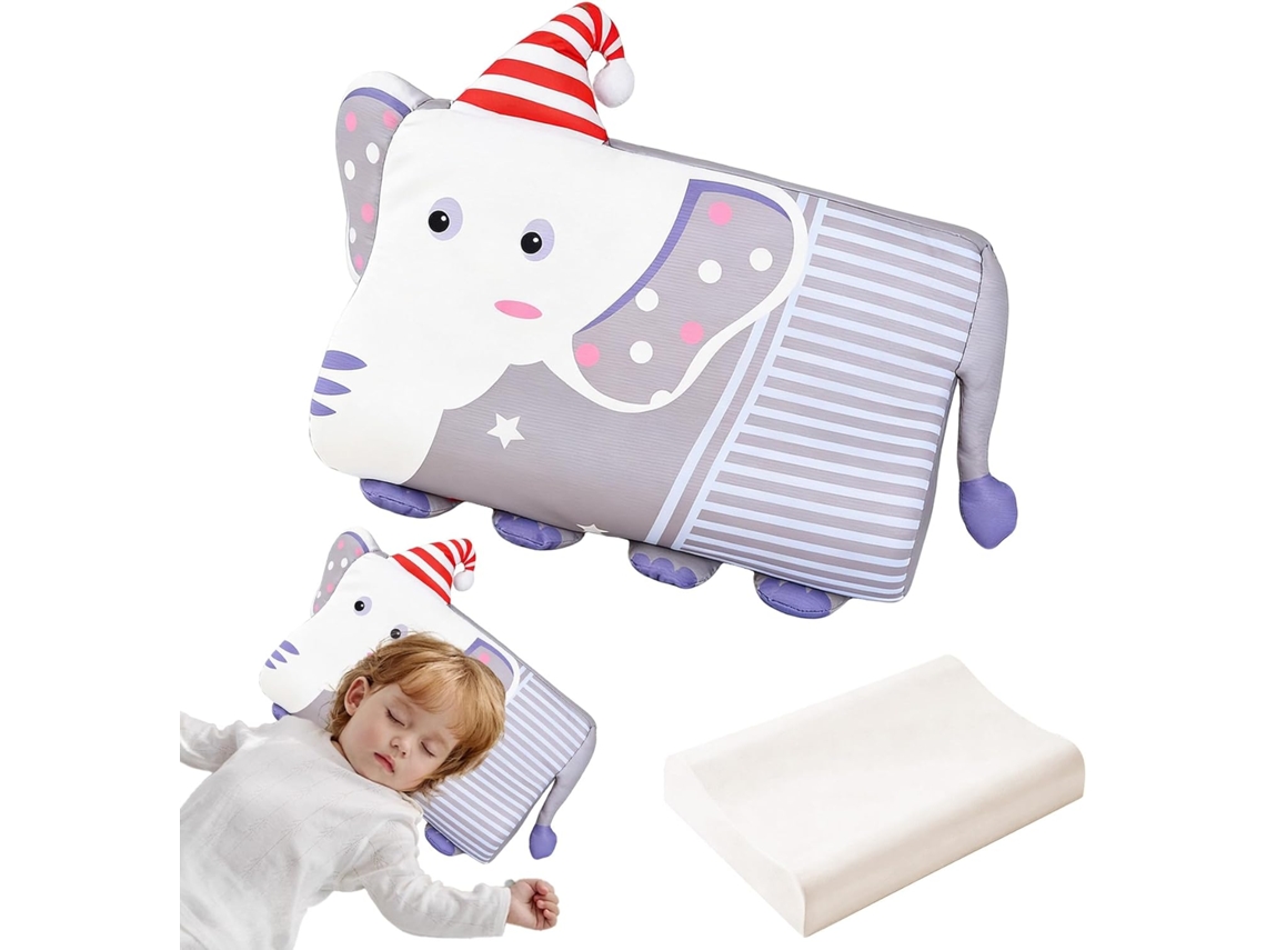 Almofada Infantil Ice Silk, Travesseiro Ergonômico De Espuma Viscoelástica Com Capa Removível, 45x27cm/elefante Gertiz