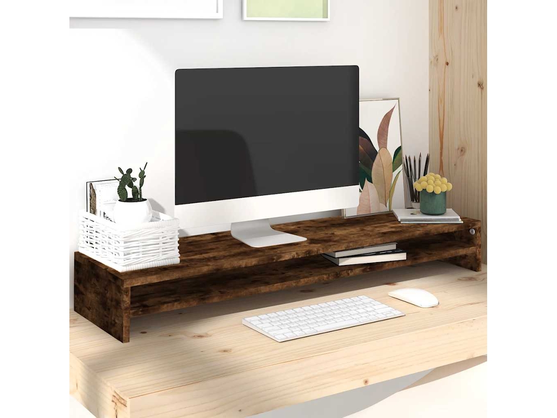 Vidaxl Suporte Monitor 100x24x13 Cm Derivados Madeira Carvalho Fumado