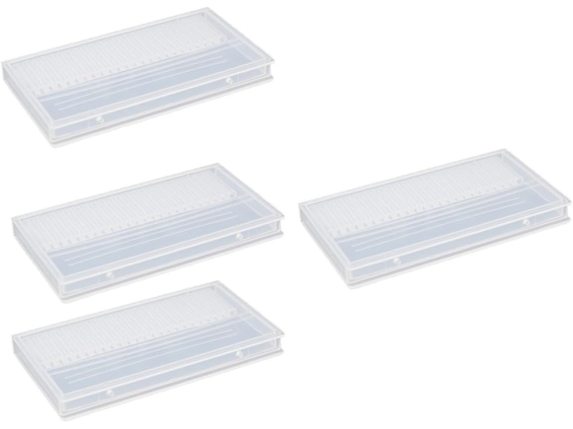 Conjunto de 4 caixas organizadoras transparentes em plástico leve, protege contra poeira.
