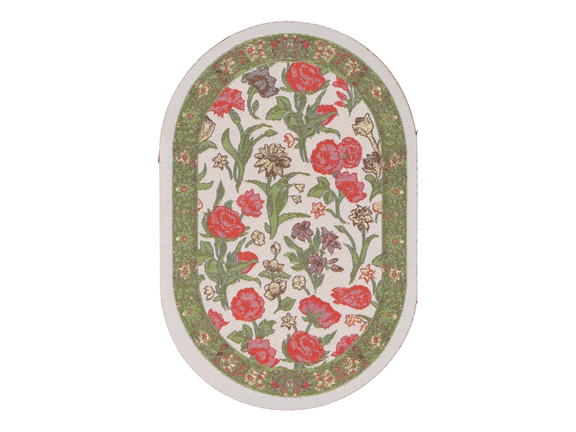Primerox tapete Miniatura 1/12 Tapete Oval Floral para Decoração de Casinha de Bonecas B01 Verde