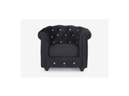 Poltrona Clássica Chesterfield VENTE-UNIQUE.PT (Preto - Tecido e Veludo - 82x78x72 cm)