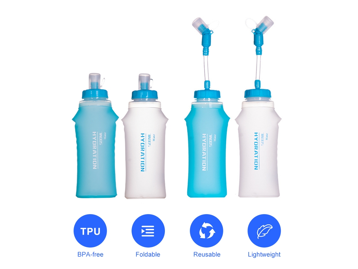 2pcs Frasco Moleável De 500ml Tpu Para Hidratação Em Corrida Caminhada Ciclismo Maratona
