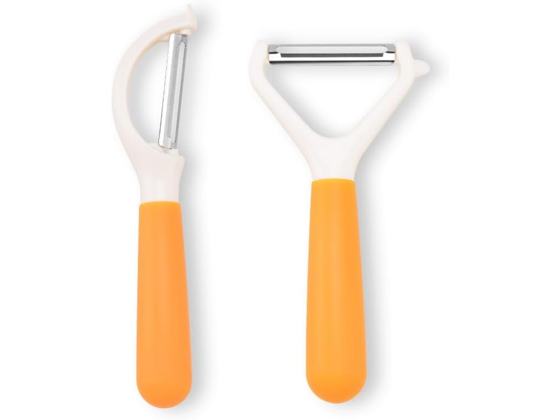 Descascador De Frutas E Vegetais De Aço Inoxidável Para Cozinha Zeuxo (laranja 1 Conjunto Incluindo 2 Peças, Vertical 1 Horizontal 1)