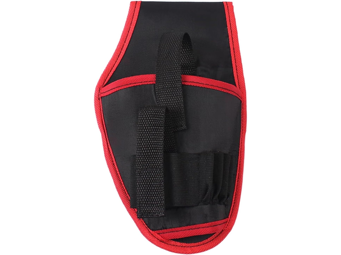 Bolsa de cintura leve em poliéster para furadeiras de lítio de 12V com vários compartimentos, bolsa vermelha para ferramentas.