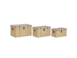Conjunto De Baús Home Esprit Castanho Natural Poliuretano Fibra Alpino 56 X 35 X 33 Cm (3 Unidades)