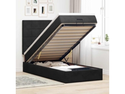 Estrutura de Cama Otomana Vidaxl com Colchões Preto 100x200cm Veludo