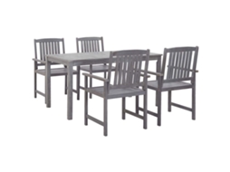 Vidaxl 5 Pcs Conjunto De Jantar Para Exterior Acácia Maciça Cinzento