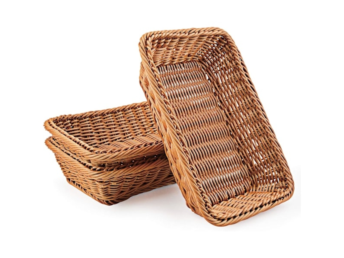 Conjunto De 3 Cestos De Vime Em Polietileno Para Armazenar Pão, Para Uso Doméstico, Confeitaria E Organização Da Cozinha