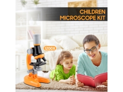 Microscópio Óptico Infantil 1200x com Luz Led, Kit Científico com 12 Lâminas para Crianças S/MARCA