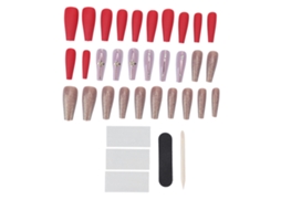 30 Unhas Postizas Reutilizáveis Ballerina Largas Com Brilho, Tipo Full Cover Para Mulheres E Meninas 05
