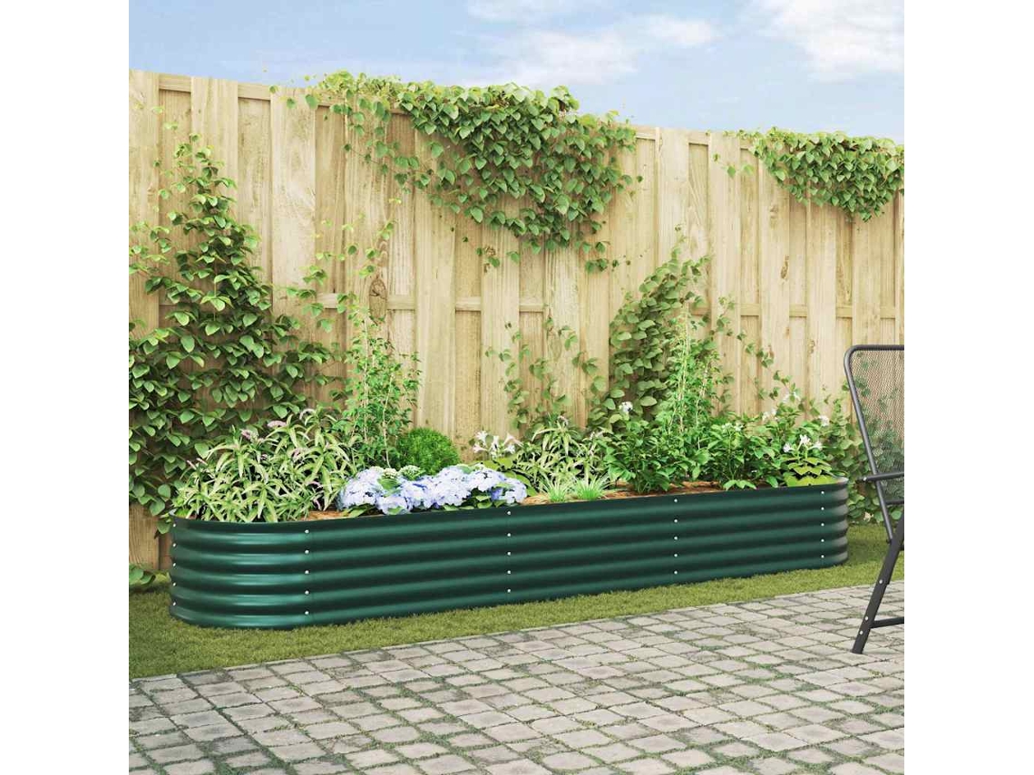 Vidaxl Cama Elevada Verde 320 X 80 X 44 Cm Aço