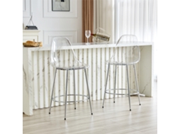 Conjunto 2 Banquetas Transparentes Design Flutuante Pés Prateado