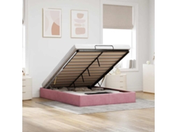 Vidaxl Estrutura De Cama Otomana Sem Colchão 140x200 Cm Veludo Rosa