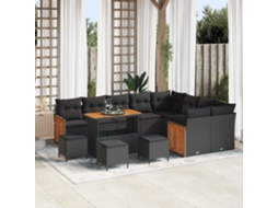 Vidaxl Conjunto De Sofá De Jardim 13 Unid. 13-número De Lugares Preto