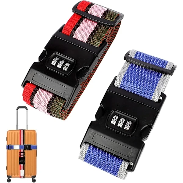Conjunto De 2 Cintas Para Mala Com Cadeados, Cintas Para Mala, Acessórios De Viagem, Cinto Para Mala