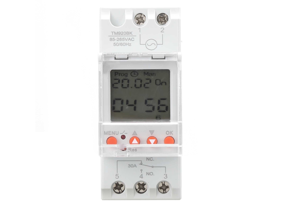 Interruptor Programável Analógico Inteligente Para Casa Com Controle De Energia 85-265v 30a Montagem Din Rail