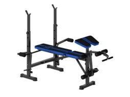 Banco de Musculação S/MARCA ajustável, 175x139x127 cm, preto e azul, com encosto e suporte de barras regulável