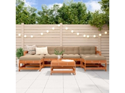 Vidaxl Conjunto de Lounge de Jardim 7 Pcs Pinho Castanho Cera