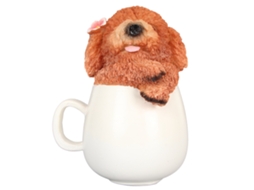 Figura Decorativa Cão Teacup em Resina 6.1in