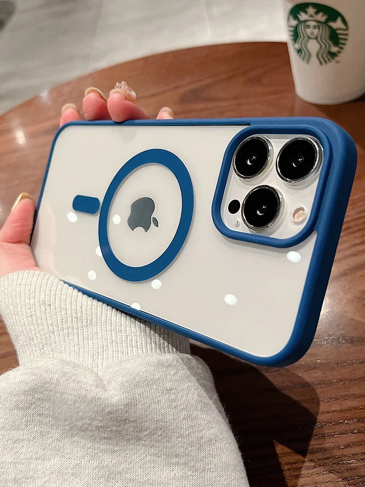 Capa Protetora Transparente Magsafe Com Carregamento Sem Fio Magnético (iphone 8 Plus, Azul Royal), Em Acrílico Rígido.