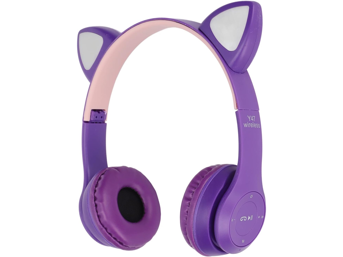 Fone De Ouvido Ciciglow Com Orelhas Gato Desenho Animado, Fone De Ouvido Bluetooth Sem Fio, Fone De Ouvido Dobrável, Com