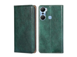 Capa De Celular Em Couro Magnético Com Acabamento Brilhante E Cor Sólida Para Infinix Hot 12 Pro