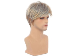 Homens Loira Peruca Curta Camadas Natural Sintético Resistente Ao Calor Perucas Cosplay Fantasia Peruca com Peruca Cap TAISHENGDA