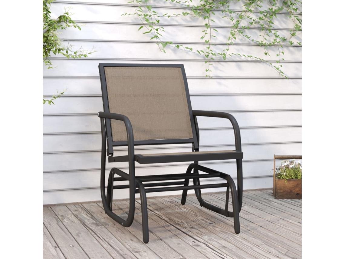 Vidaxl Cadeira Planadora P/ Jardim 61x76x87 Cm Textilene/aço Castanho
