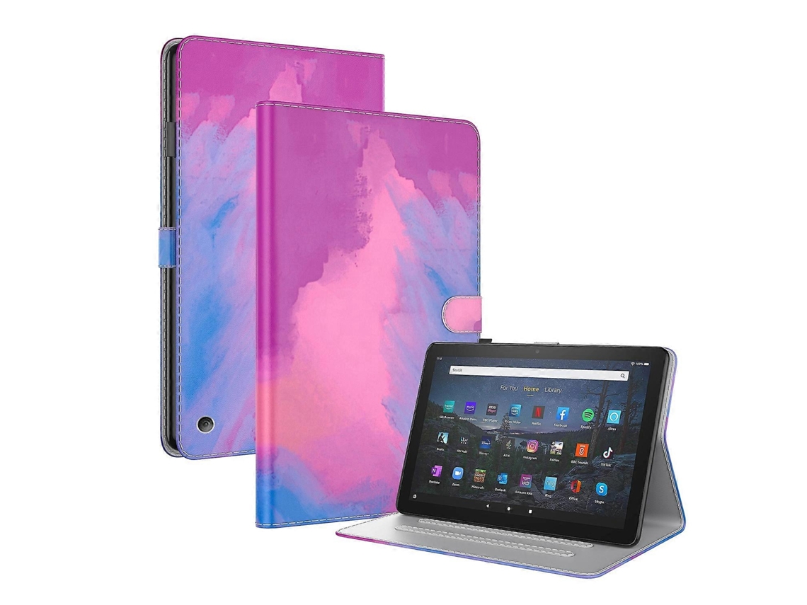 Capa de couro com padrão aquarela Webake para tablet Amazon Kindle Fire 7 (2022)