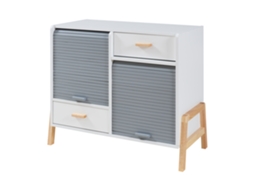 Aparador Kvaefjord Com 2 Portas De Tambor 72x80x40 Cm Branco/cinza [EN.CASA]