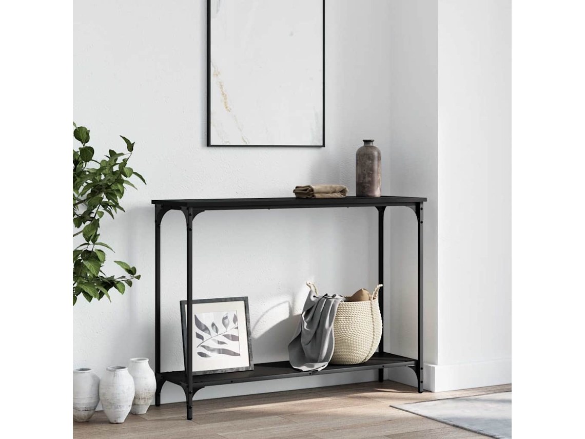 Vidaxl Mesa Consola 101x30,5x75 Cm Derivados De Madeira Preto